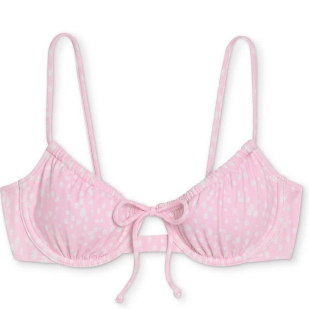 🌸 pink and white polka dot bikini top 🌸